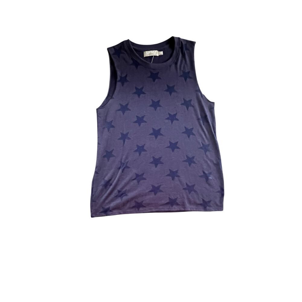 Nation LTD Sleeveless Star Print Tank Top – XS – Navy Blue – Comfy & Stylish